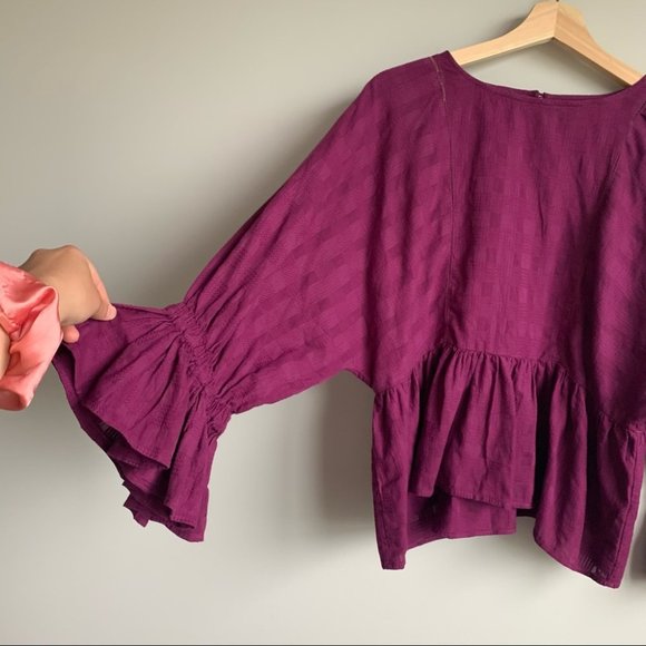 APIECE APART Purple Peasant Blouse Top Long Sleeve - Picture 2 of 10